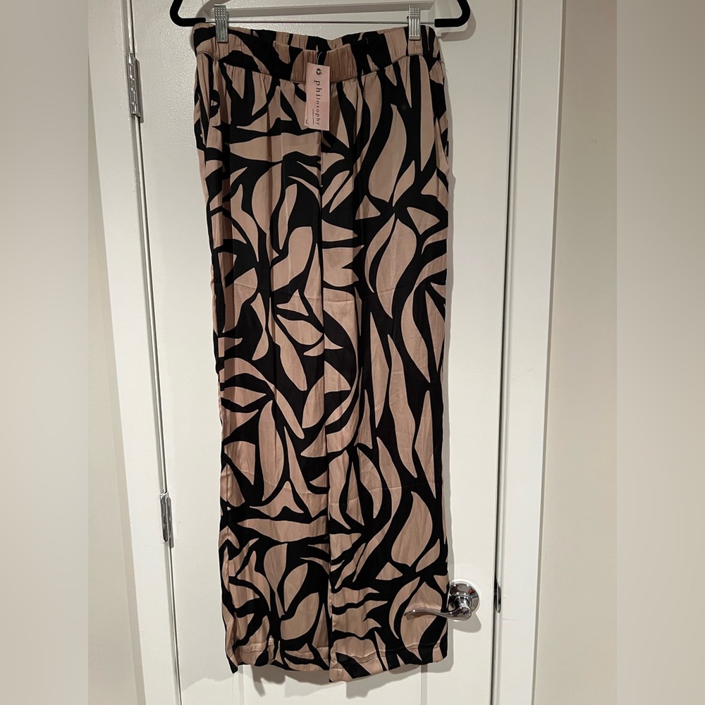 Philosophy Pink and Black Abstract Print Wide Leg Pants size L.